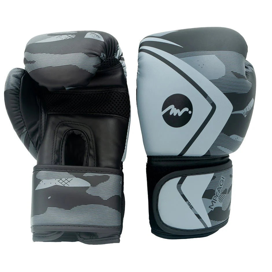 Guantes de boxeo Miyagi MX172 negro y gris, vista lateral