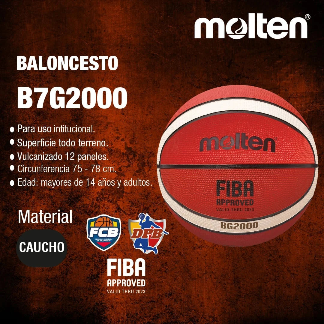 Balón de baloncesto Molten BG2000, vista posterior