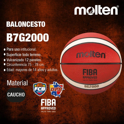 Balón de baloncesto Molten BG2000, vista posterior