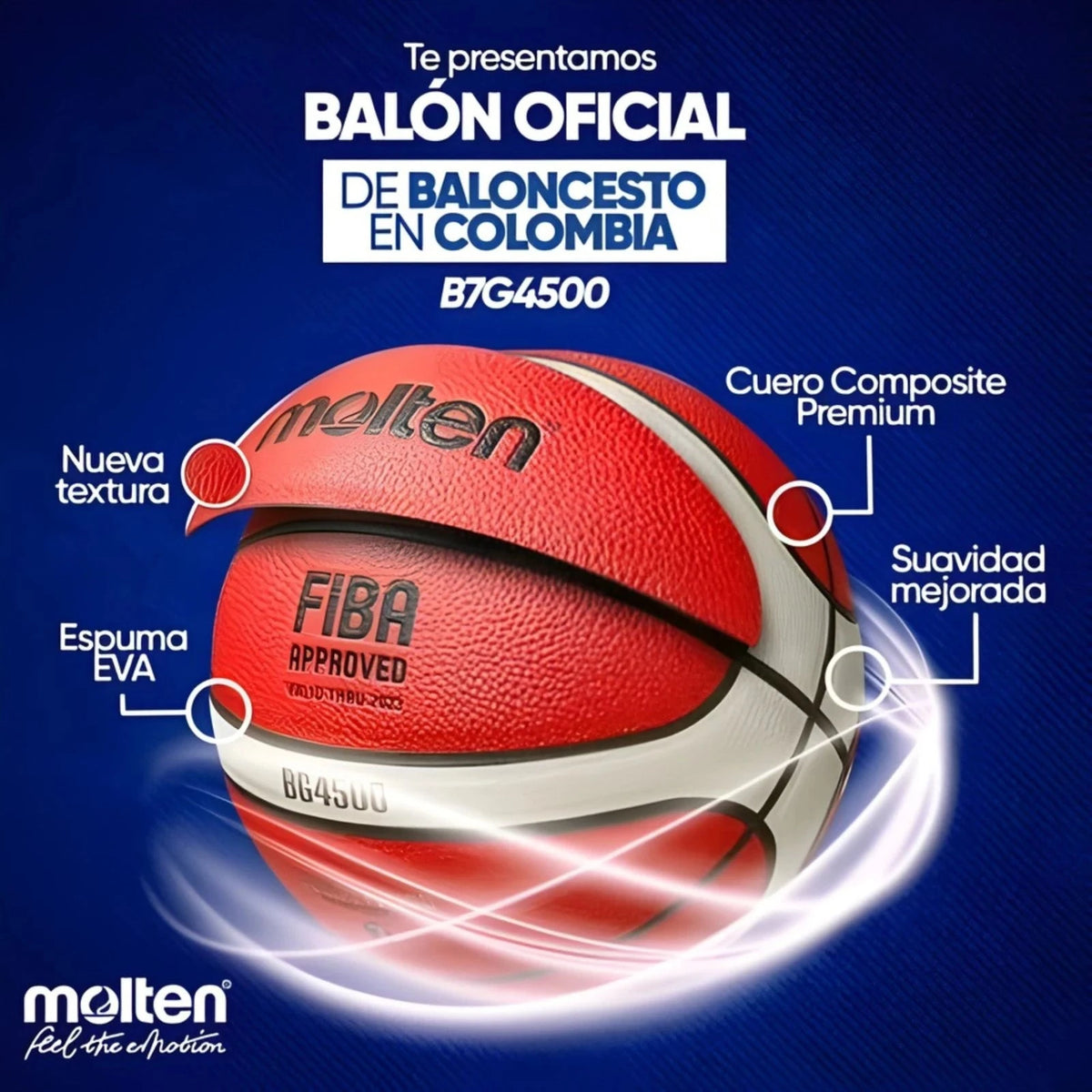 Balón de baloncesto Molten BG4500, vista posterior