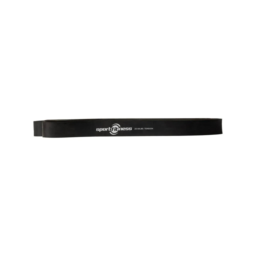 Banda elástica de poder SportFitness negra de 22mm, resistencia media para entrenamiento funcional