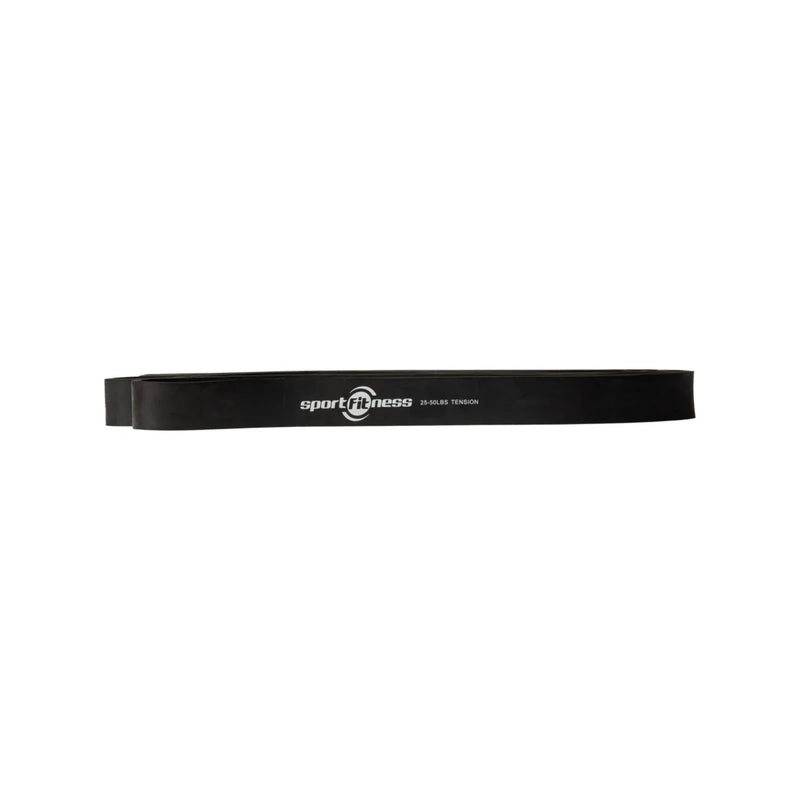 Banda elástica de poder SportFitness negra de 22mm, resistencia media para entrenamiento funcional