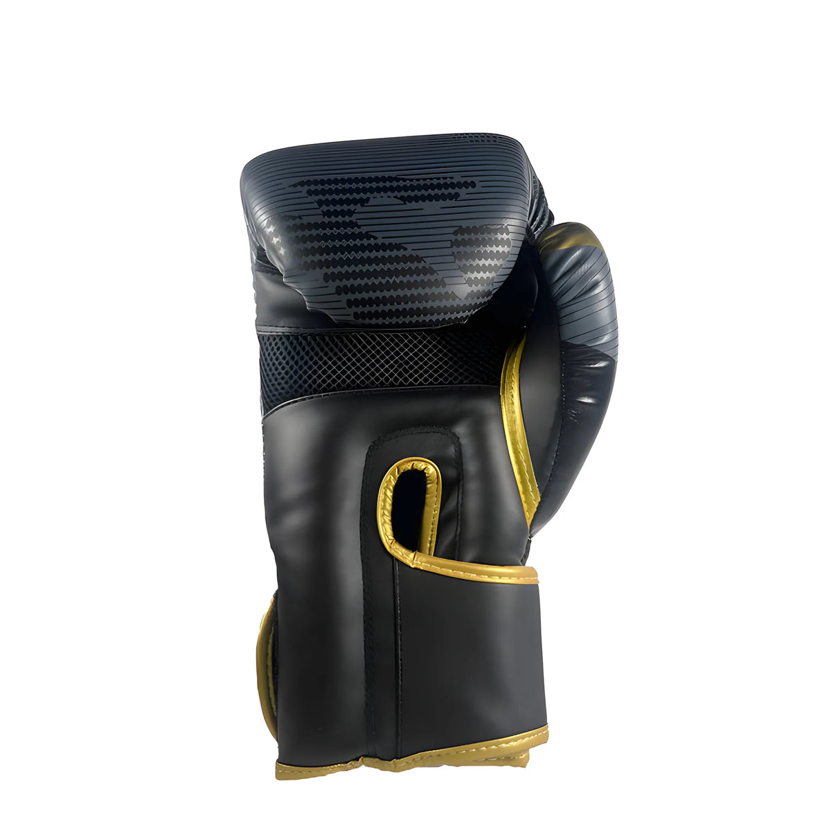 Guantes de boxeo Legión Camuflado Negro-Dorado, detalle del velcro de ajuste