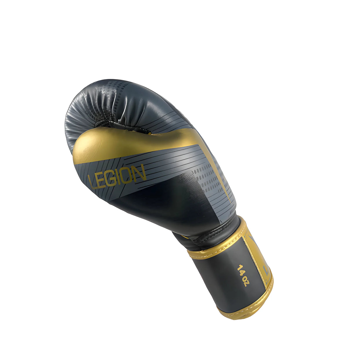 Guantes de boxeo Legión Camuflado Negro-Dorado, vista trasera del puño