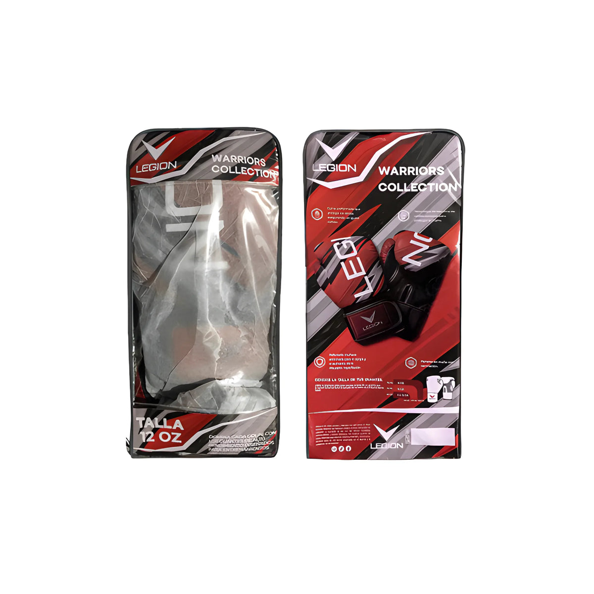 Guantes de boxeo Legión Warriors Collection Rojo-Gris, vista trasera del puño