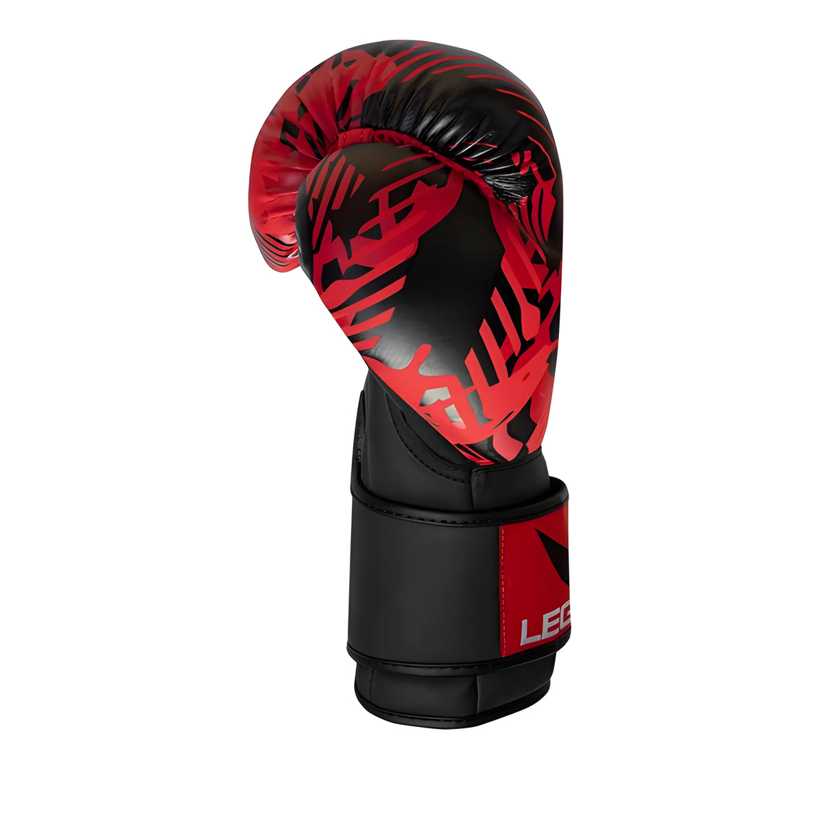 Guantes de boxeo Legión Warriors Collection Rojo-Negro, detalle del velcro de ajuste