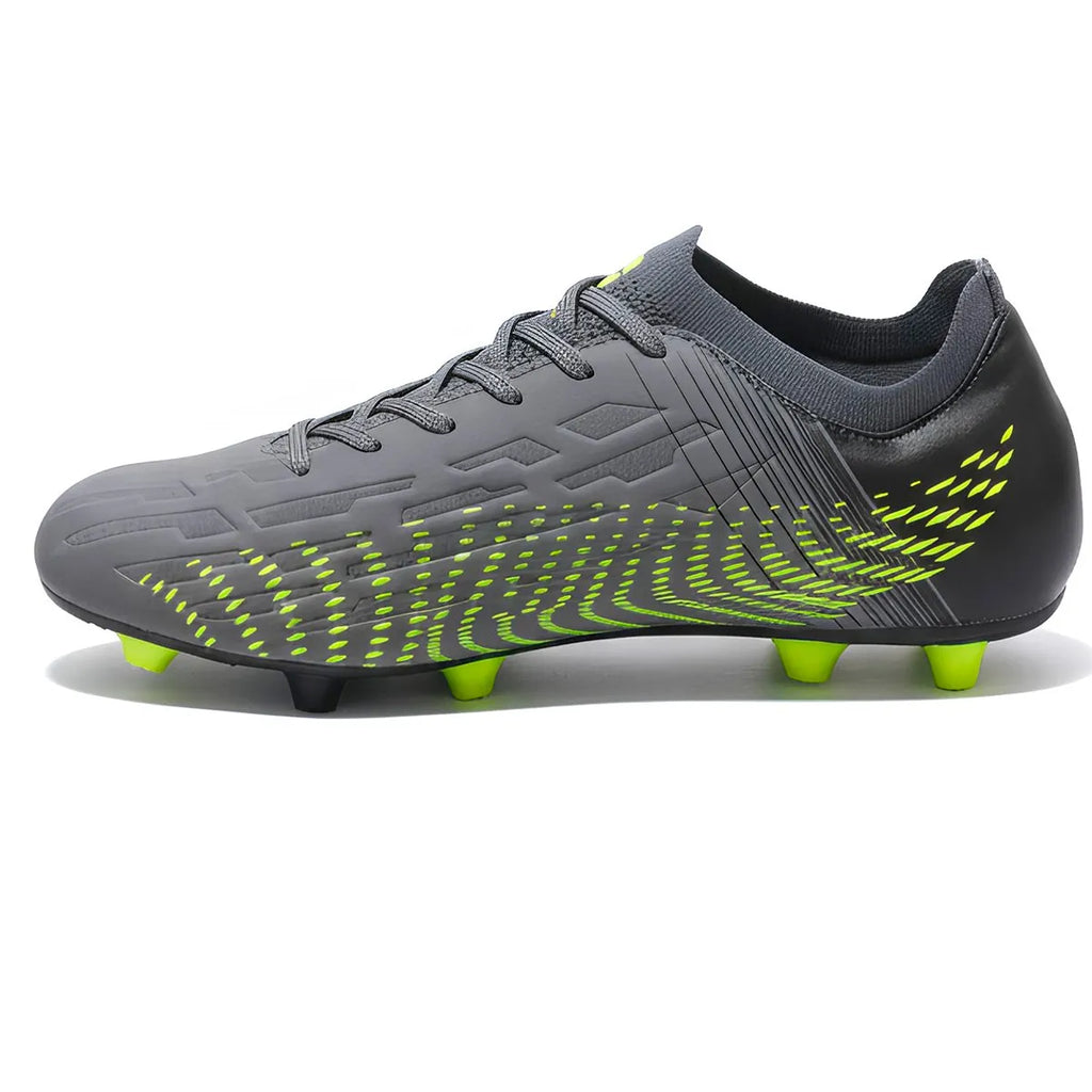 Guayo de fútbol Golty New Future Flyknit color negro y verde, vista lateral