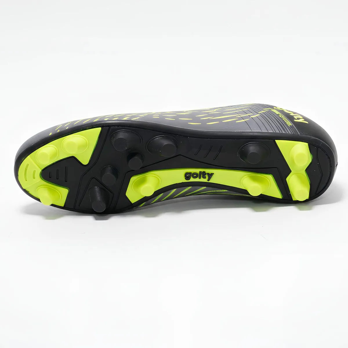 Guayo de fútbol Golty New Future Flyknit color negro y verde, vista superior