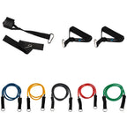 Set de bandas elásticas tubulares de resistencia x10 piezas SportFitness, vista completa del set
