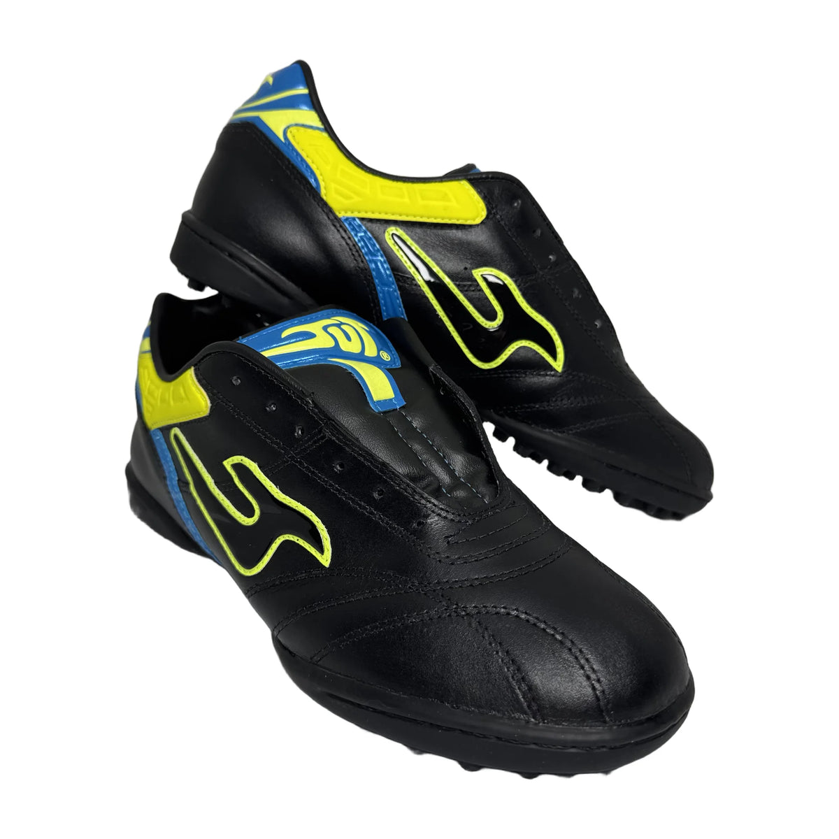 Zapatillas de fútbol JUT Torretín Negro Azul en cuero – vista 5