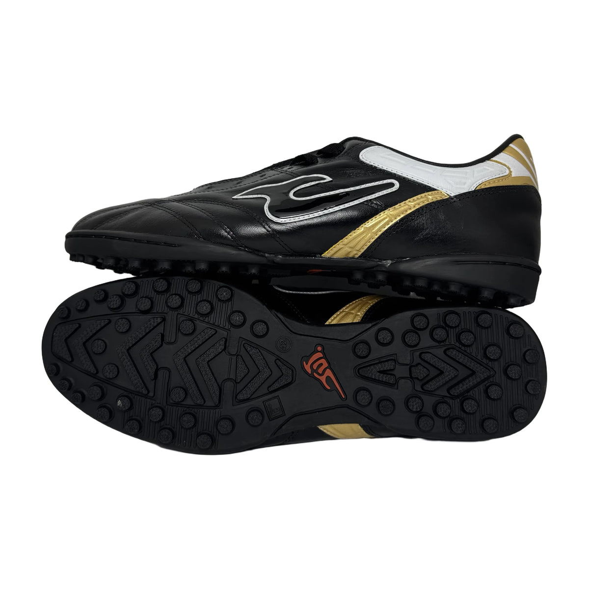 Zapatillas de fútbol JUT Torretín Negro Dorado en cuero – vista 1