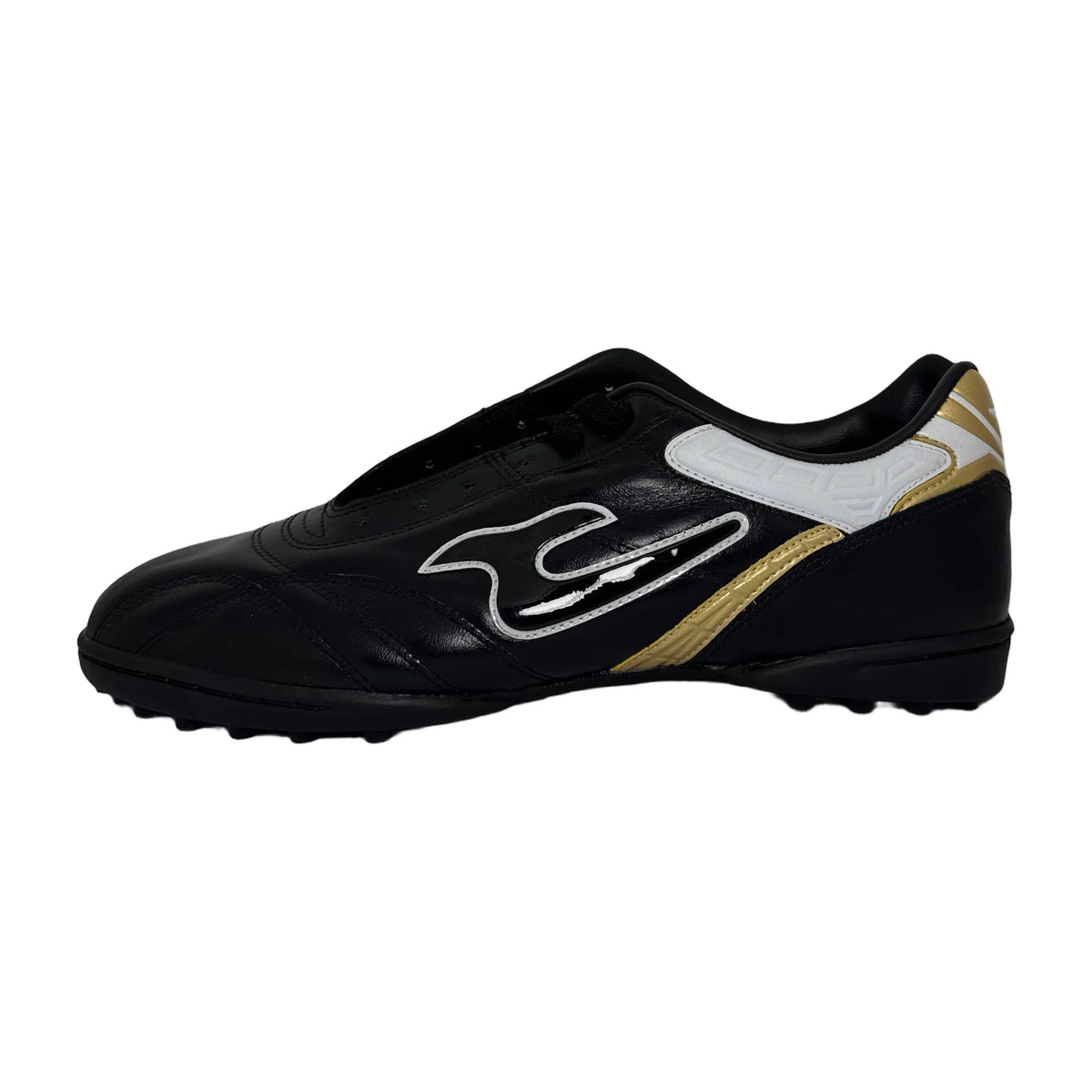 Zapatillas de fútbol JUT Torretín Negro Dorado en cuero – vista 2