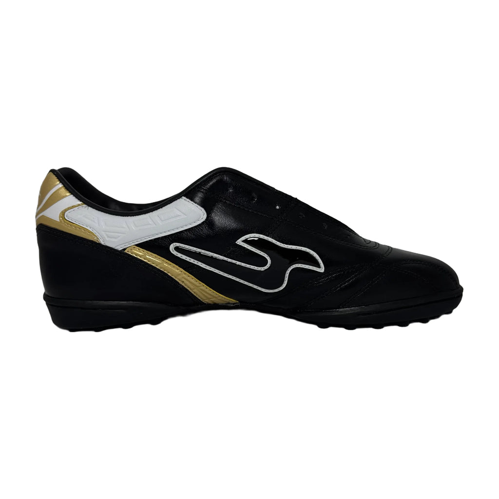 Zapatillas de fútbol JUT Torretín Negro Dorado en cuero – vista 4