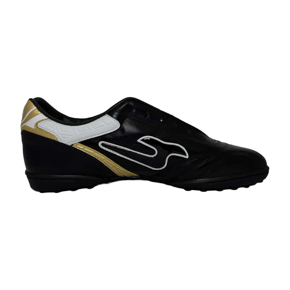 Zapatillas de fútbol JUT Torretín Negro Dorado en cuero – vista 4