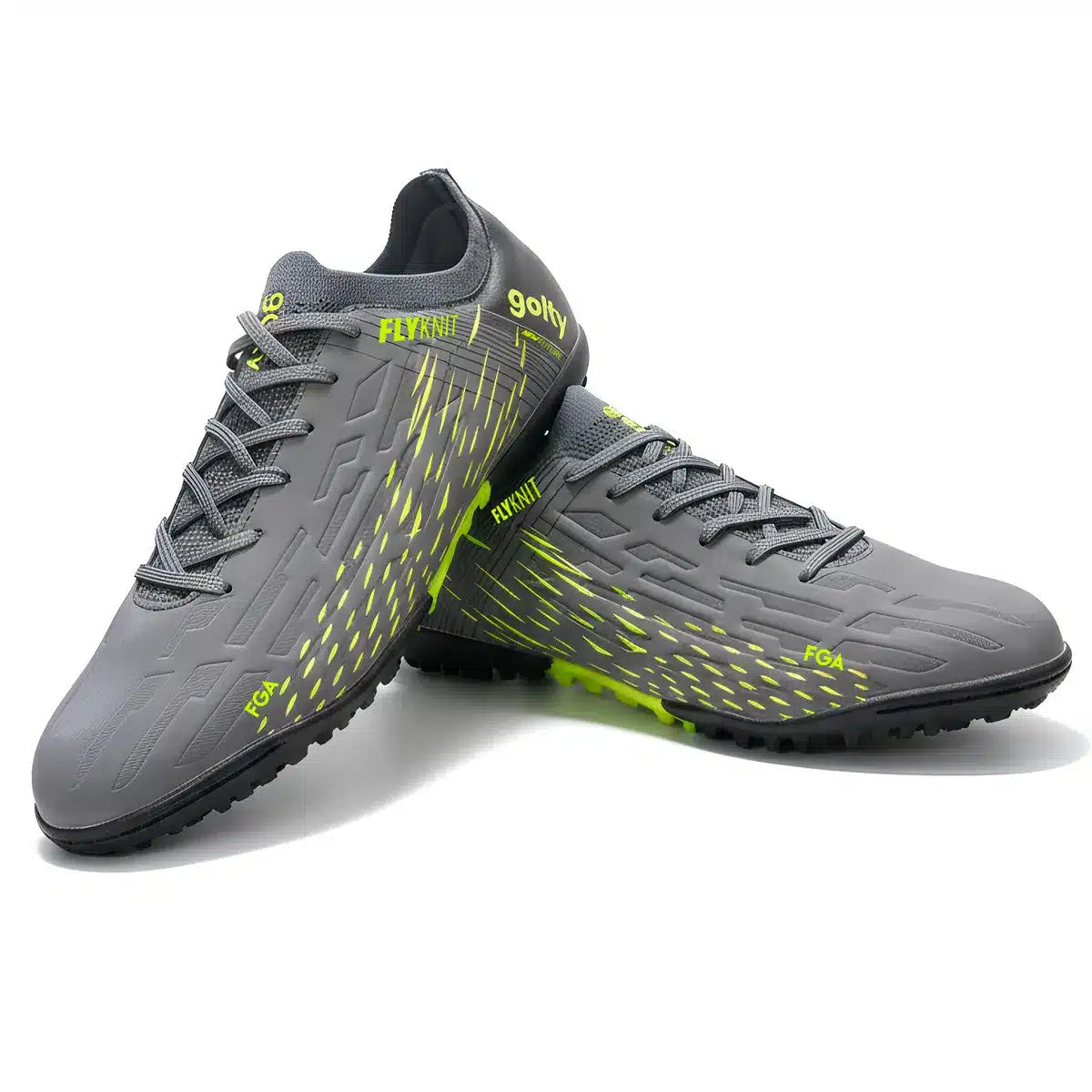 Zapatilla torretín de fútbol Golty New Future Flyknit color negro y verde, vista lateral