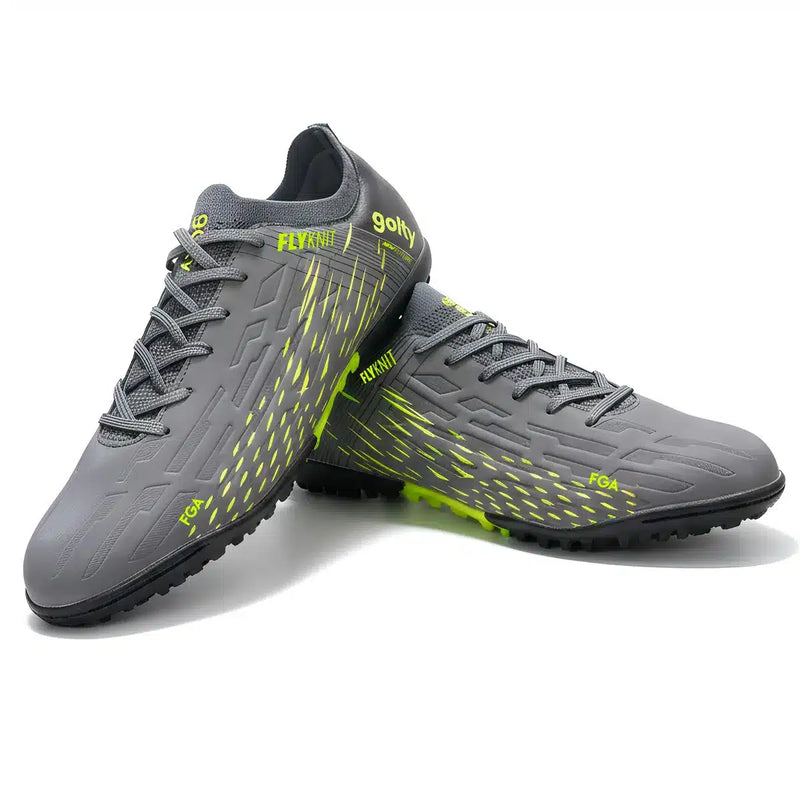 Zapatilla torretín de fútbol Golty New Future Flyknit color negro y verde, vista lateral